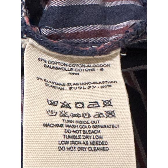 Free People Navy Blue Red White Striped Stretch Skinny Straight Jeggings Size 27 - Picture 8 of 8